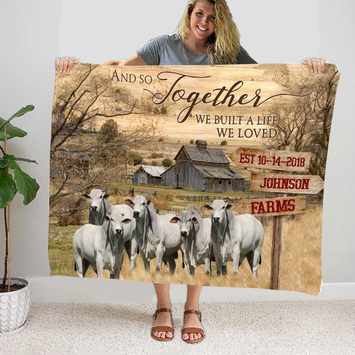 Personalized Brahman Cattle Farmhouse Blanket