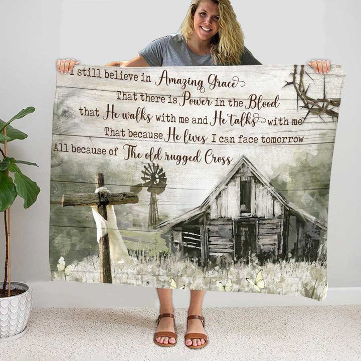 Dandelion Field/ I Still Believe In Amazing Grace Jesus Farmhouse Blanket