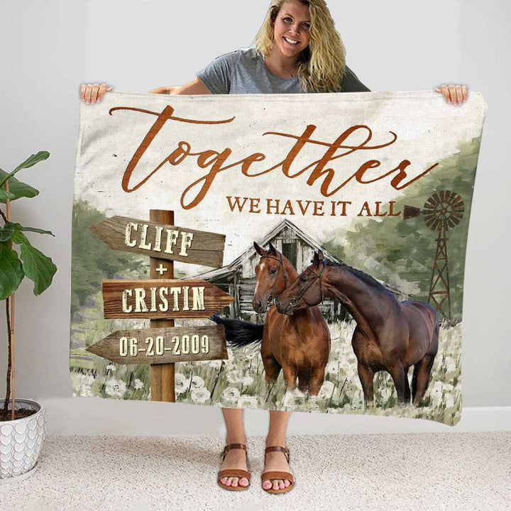Personalized Together We Have It All Horse Farmhouse  Blanket
