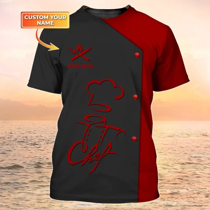 Chef Apparel Chef Wear Chef Clothing for Restaurants Custom Chef Tshirt Black & Red