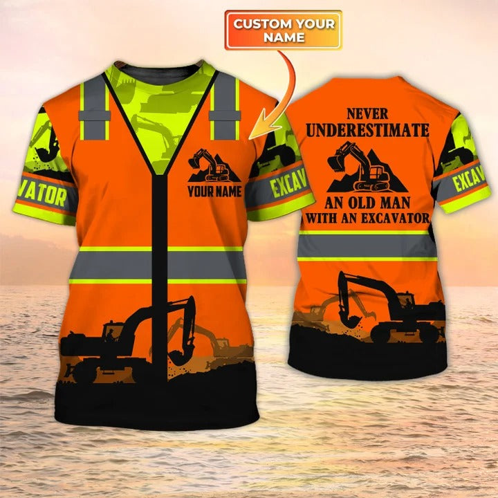 Personalized 3D Printed Excavator Operator Shirts/ Excavator Man Worker T Shirt/ Gift For Excavator