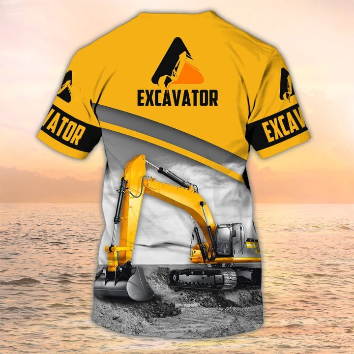 Personalized Excavator 3D Print T Shirt/ Excavator Worker Shirt Men/ Excavator Man Gift