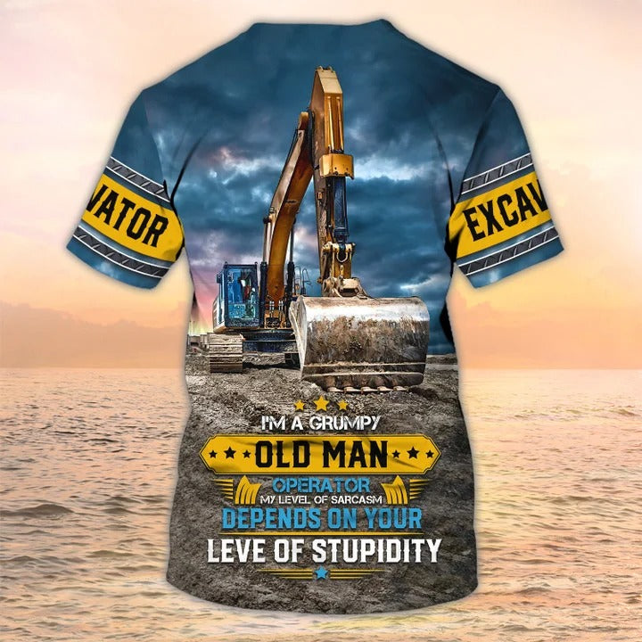 I Am A Grumpy Old Man/ Personalized Name Excavator American 3D All Over Printed