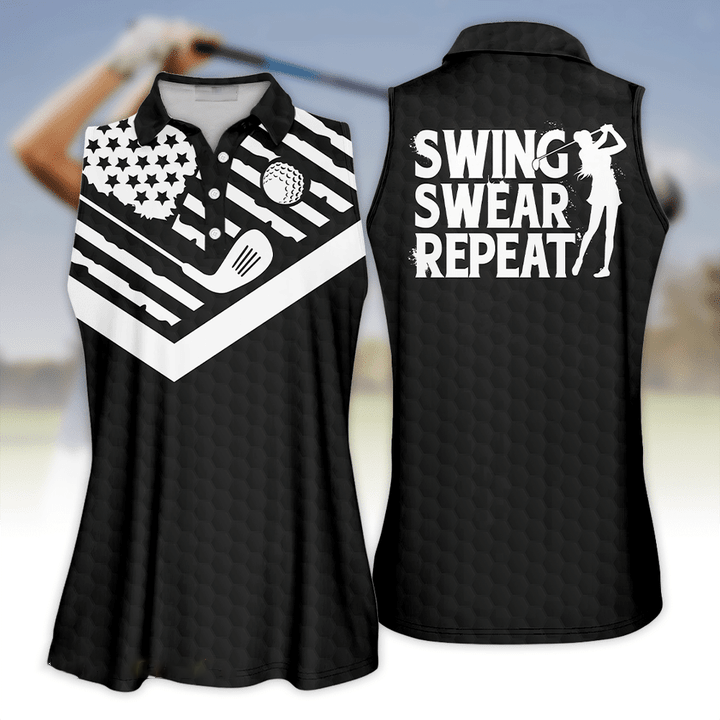 Black Flag American Shirt for Women/ American Swing Swear Repeat Sleeveless Polo Shirt  Coolspod
