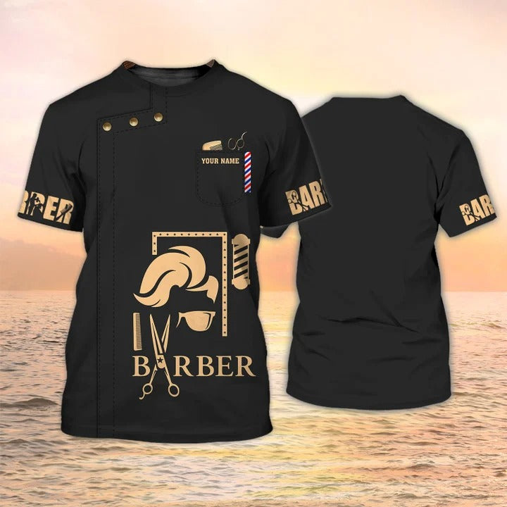 Personalized Barber Men Shirt/ Women Barber Tshirt/ Black Shirt Barber Shop Uniform/ Barber Gifts