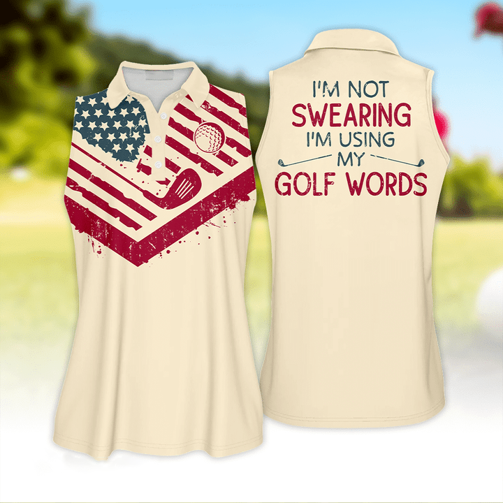 Womens Golf Polo Shirt American I Am Not Sweating I Am Using My Golf Words Vintage Women Golf Shirt