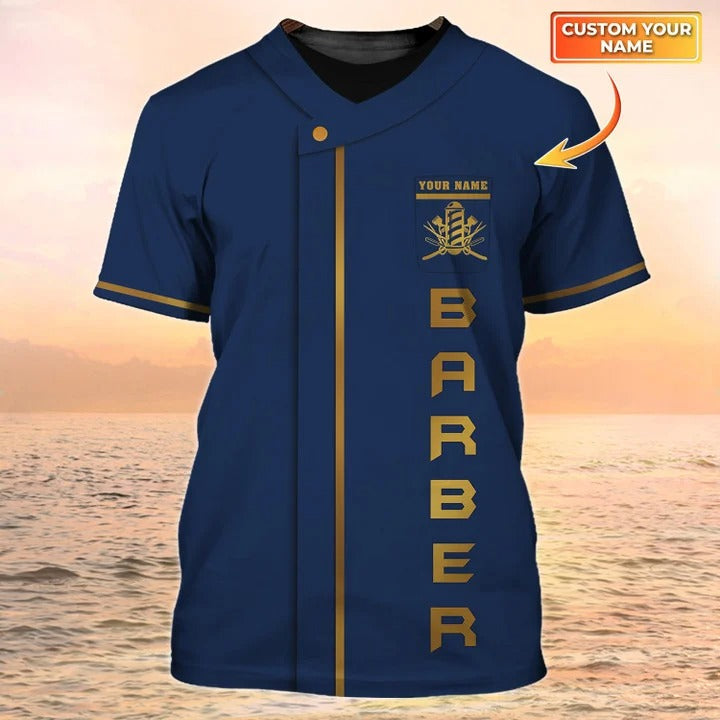 Custom Barber Shop T Shirt/ Blue Barber Shirt Men/ Barber Gifts