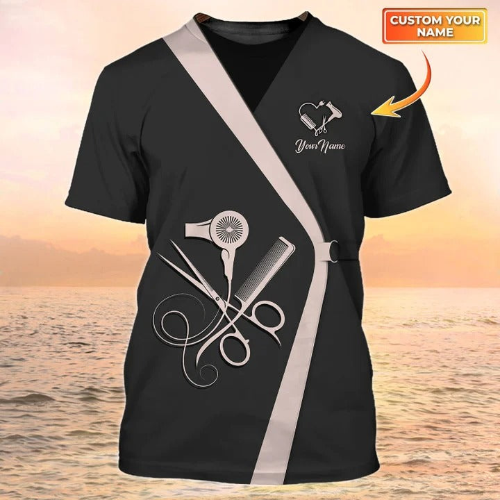 Custom 3D Hairdresser Uniform Hairstylist Shirt Men Women/ Hairdresser Tools Shirts