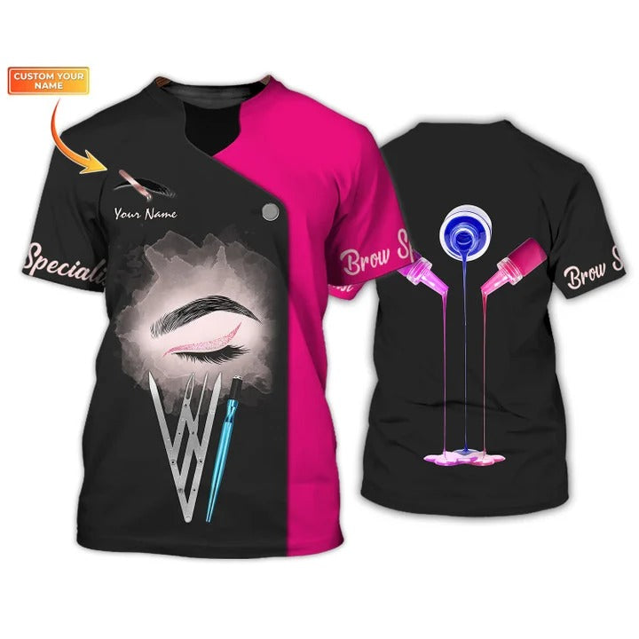 Nail Technician Personalized 3D Shirt Manicurist Gift Black Pink