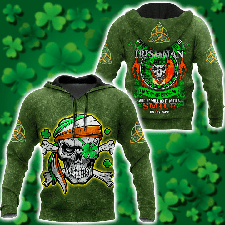 Irish Skull Shamrock St Patrick Day Unisex Shirts Hoodie 3D All Over Printed