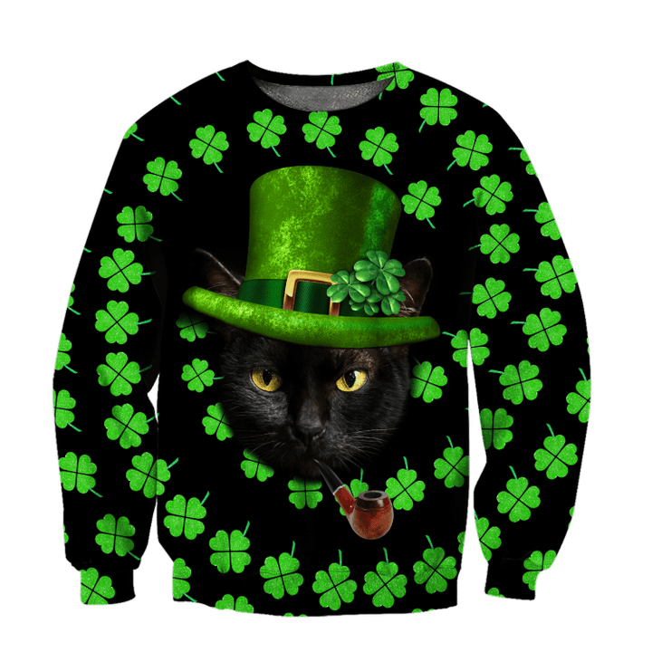 Irish American Black Cat St Patrick Day Unisex Shirts Hoodie/ Shamrock Shirt/ Lucky Shirt