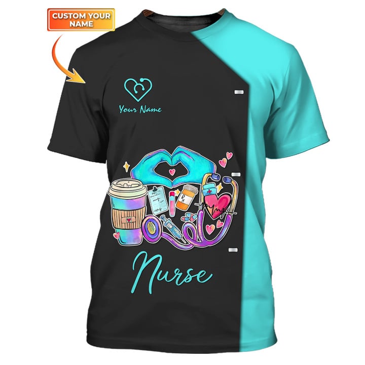 Blue Nurse Personalized 3D Shirt Nursing Tools T-shirt Custom Nurse Life Tshirt