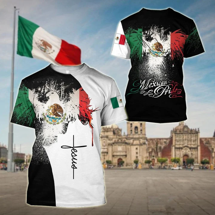 Jesus Mexican Pride 3D Shirts/ Eagle Flag Mexico All Over Print/ Jesus Shirt