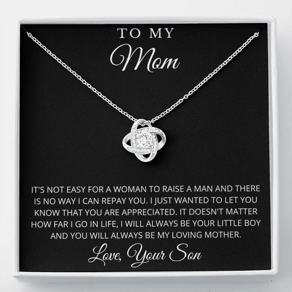To My Mom My World Love Knot Necklace/ Jewelry for Mom Mother/ Mother''s Day Gifts from Daughter or Son