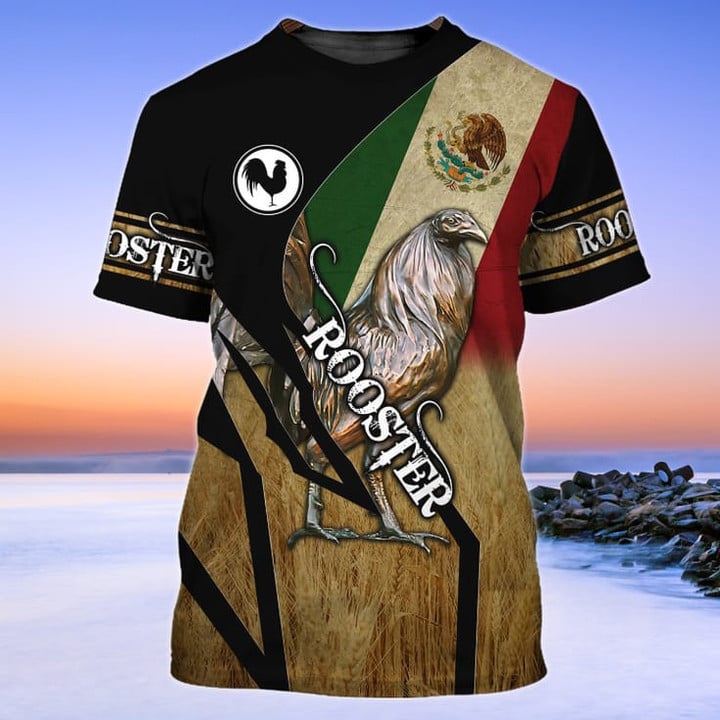 3D All Over Print Mexican Shirts/ Mexico Rooster Flag T Shirt/ Mexico Shirt For Dad Mexican Shirt