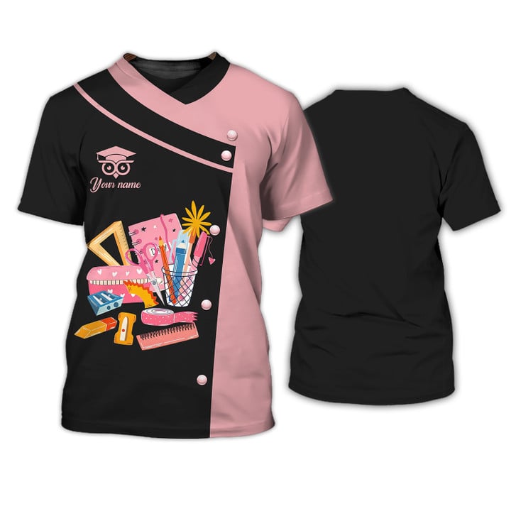 3D All Over Print Black and Pink Teacher Uniform Teacher Life Custom Tee Shirt