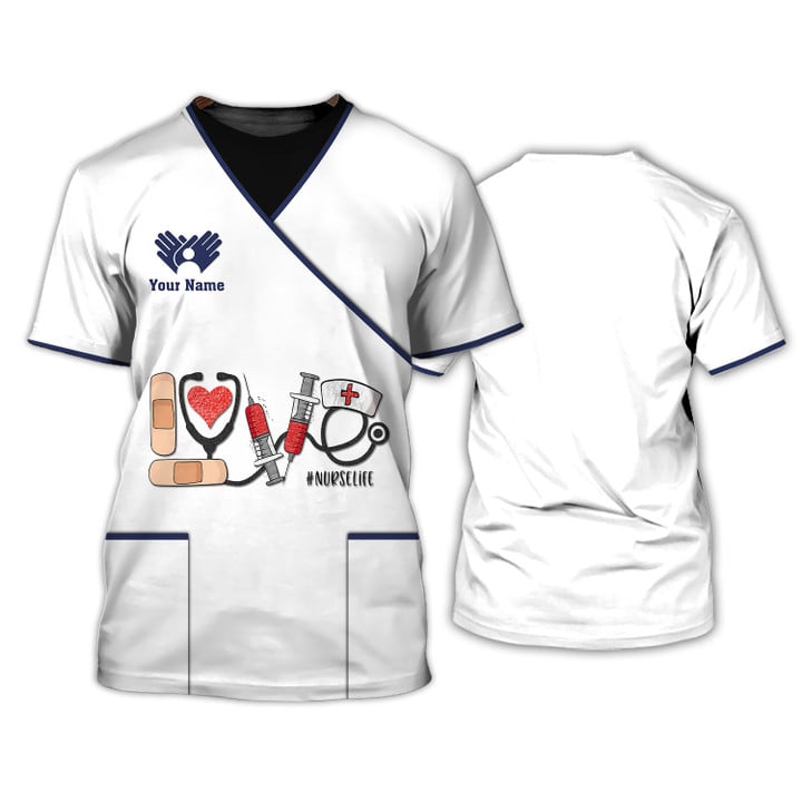 Love Nurselife Tshirt Medical Scrubs Clothing Custom Nurse Tshirt White