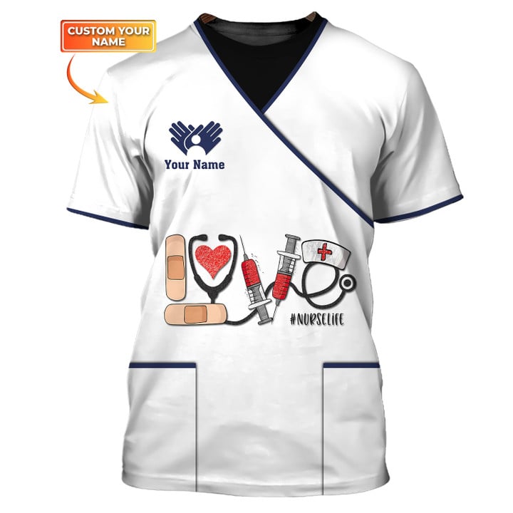 Love Nurselife Tshirt Medical Scrubs Clothing Custom Nurse Tshirt White