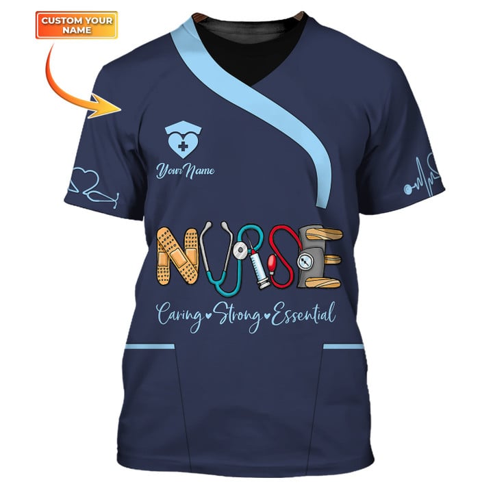 Custom Nurse T-Shirt Nurse Earing Strong Essential Shirt/ Gift for Nurse Women