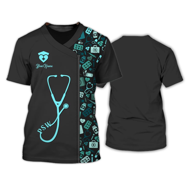 PSW Tools Pattern Shirts Medical Scrubs Clothing Custom PSW 3D Tshirt/ Nurse Shirt
