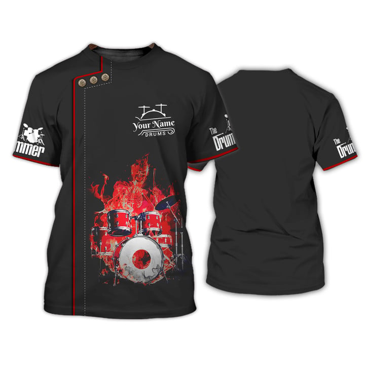Drummer T-shirt Drummer Personalized Tee Shirt Black Non Workwear/ Drum Team Uniform