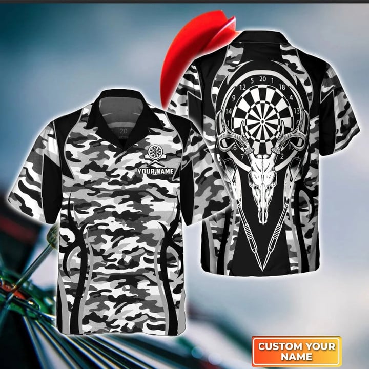 Darts Skull Personalized Name 3D Hawaiian Shirt For Darts Player/ Dart Shirt/ Skull Shirt
