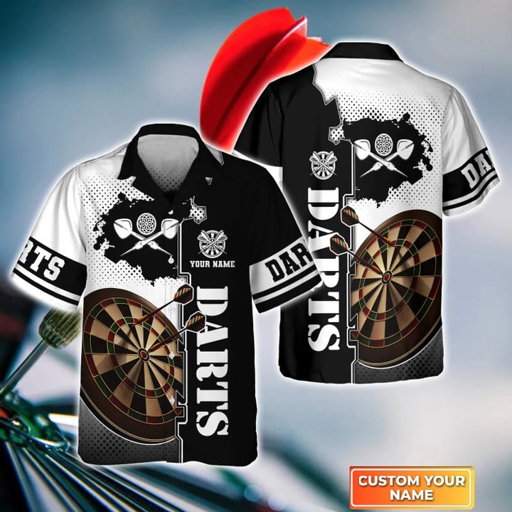 White Dartboard Personalized Name 3D Hawaiian Shirt For Darts Team Player