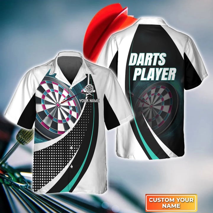White Dartboard Personalized Name 3D Hawaiian Shirt For Darts Team Player