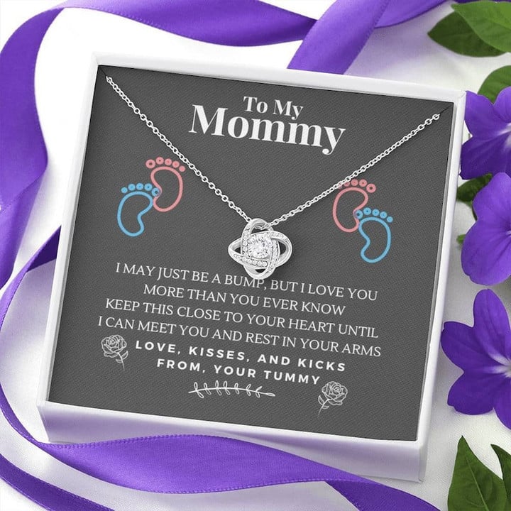 New Mom Love Knot Necklace/ New Mom Gift Jewelry/ Pregnancy New Mom Gift/ First Time Mom Necklace/ New Mommy Gift/ Mom To Be Necklace