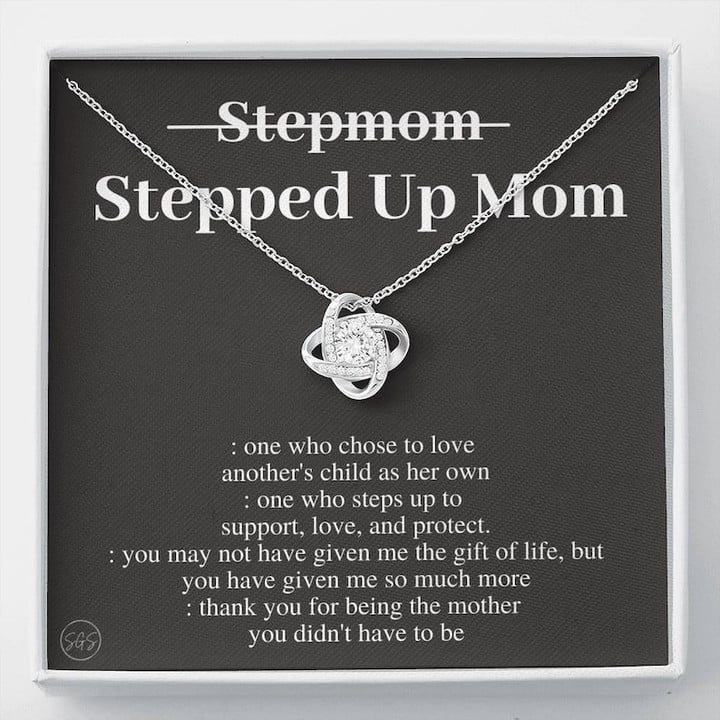 Stepped Up Mom Love Knot Necklace/ Mother''s Day Gift for Stepmom/ Bonus Mom Necklace/ Stepmother/ Second Mama/ From Step Daughter/ Step Son