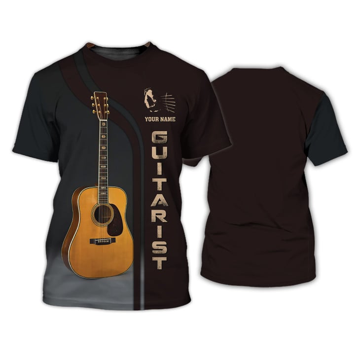 Customized Guitar Tee Shirt Guitar Personalized Name 3D T-Shirt Gift For Guitarist