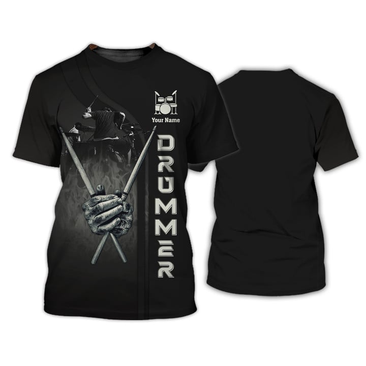 3D All Over Print Drum Shirt/ Drummer Tee Shirt Drums Personalized Name 3D T-Shirt