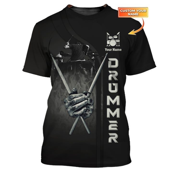 3D All Over Print Drum Shirt/ Drummer Tee Shirt Drums Personalized Name 3D T-Shirt