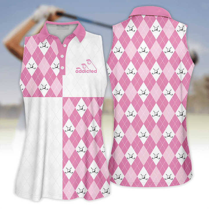Pink Womens Golf Shirt Womens Golf Shirts Dry Fit Sleeveless Polo Shirt For Women