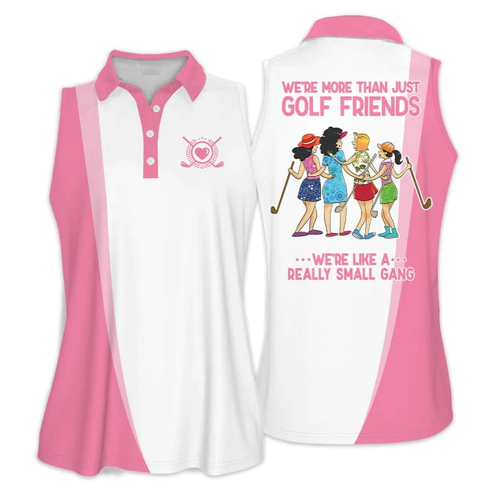 We''re More Than Just Golf Friends Golf Woman Polo Shirts/ White and Pink Golf Shirt