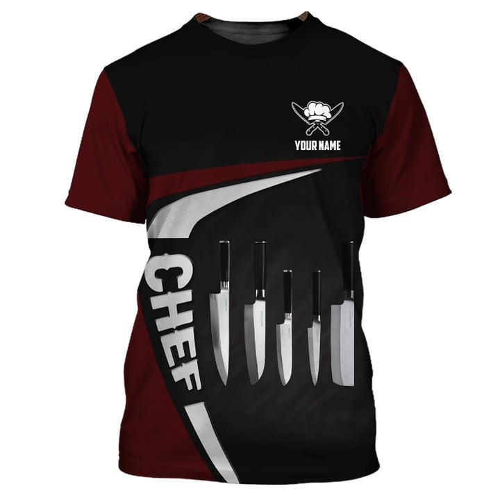 Personalized Custom Name Chef 3D Shirt/ Chef - Cook/ Perfect Gift for Master Chef/ Knife Shirt
