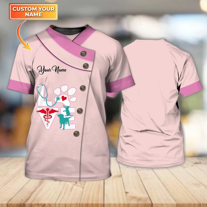 Coolspod 3D All Over Print Love Veterinarian Custom Pink Shirt (Non Workwear)