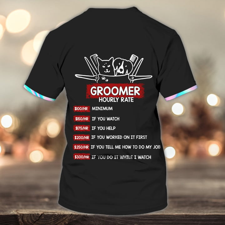 New Version Pet Groomer Uniform For Salon Pet Groomer Personalized Name 3D Tshirt Coolspod