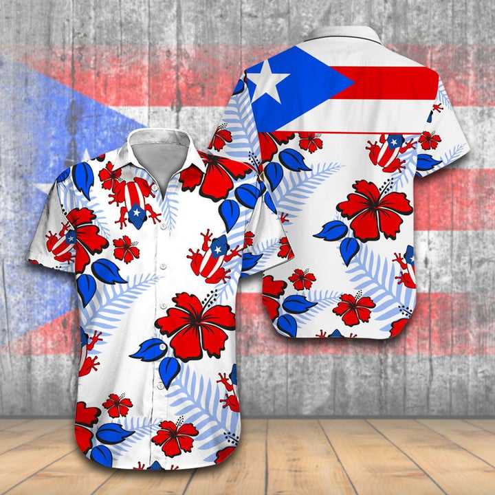Restocked Mall - Puerto Rico Coqui Hibiscus Hawaiian Shirt