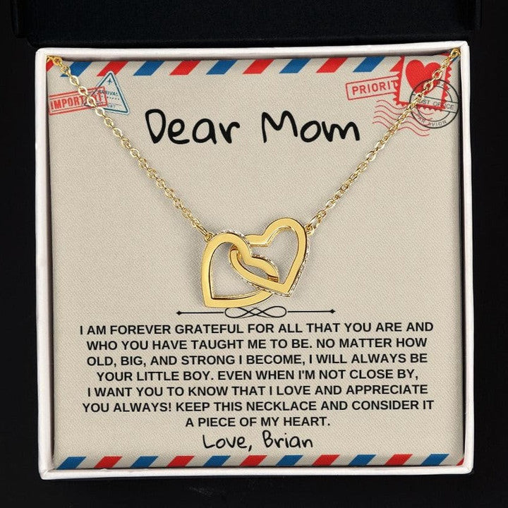 Dear Mom Interlocking Necklace/ Letter From Son or Daughter to Mom Necklace/ Gift for Mom/ Mother''s Day Gift