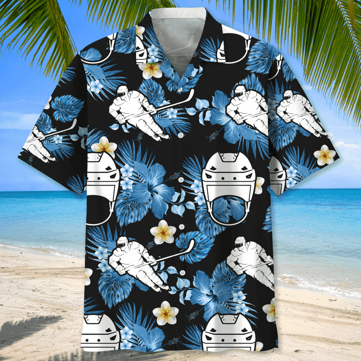 Hockey Neon Light Hawaiian Shirt for Men/ hockey life shirt/ hockey player gifts