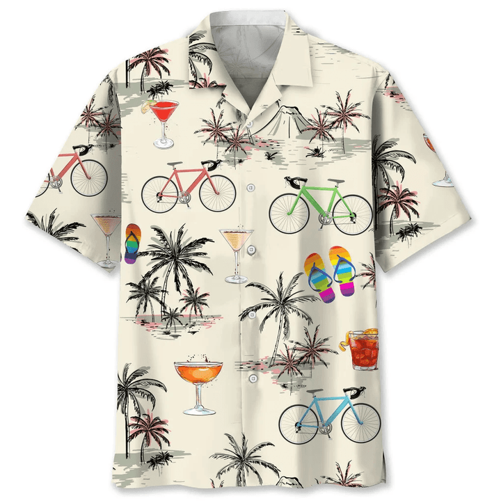 Cycling Beach Coconut Hawaiian Shirt for men and women