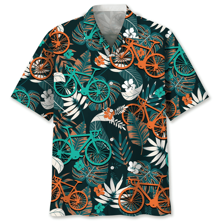 Cycling Flower Tropical Hawaiian Shirt/ Funny Cycling Shirt/ Cycling Shirt/ Cyclist Shirt/ Bicycle Gift/ Biking Gift/ Bike Gift