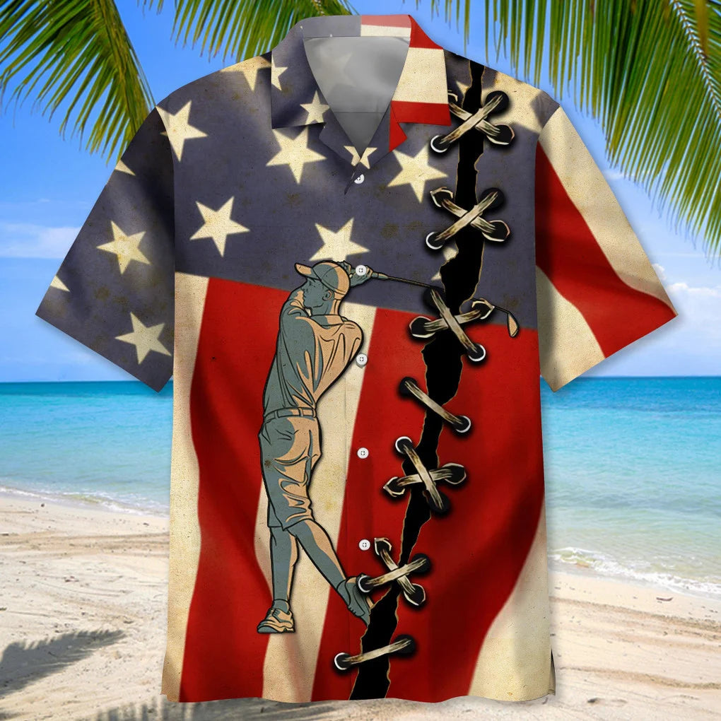 Golf Black Hawaiian Shirt for Men/ Golf life shirt/ Golf player gifts