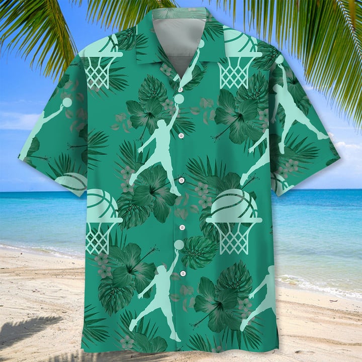 Basketball Hawaiian Nature Hawaiian Shirt for Men/ Basketball player shirt/ Basketball gifts
