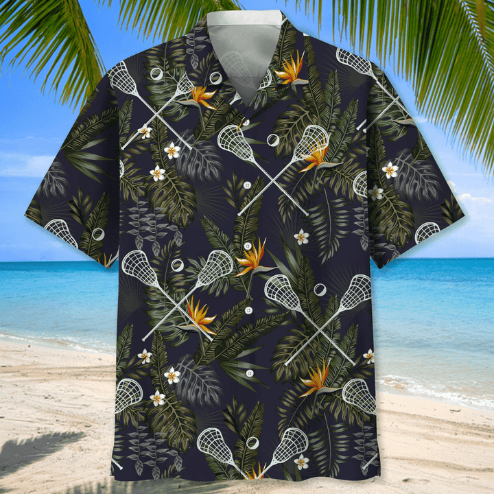 Lacrosse Blue Nature Hawaiian Shirt for Men/ Lacrosse life shirt/ Lacrosse player gifts