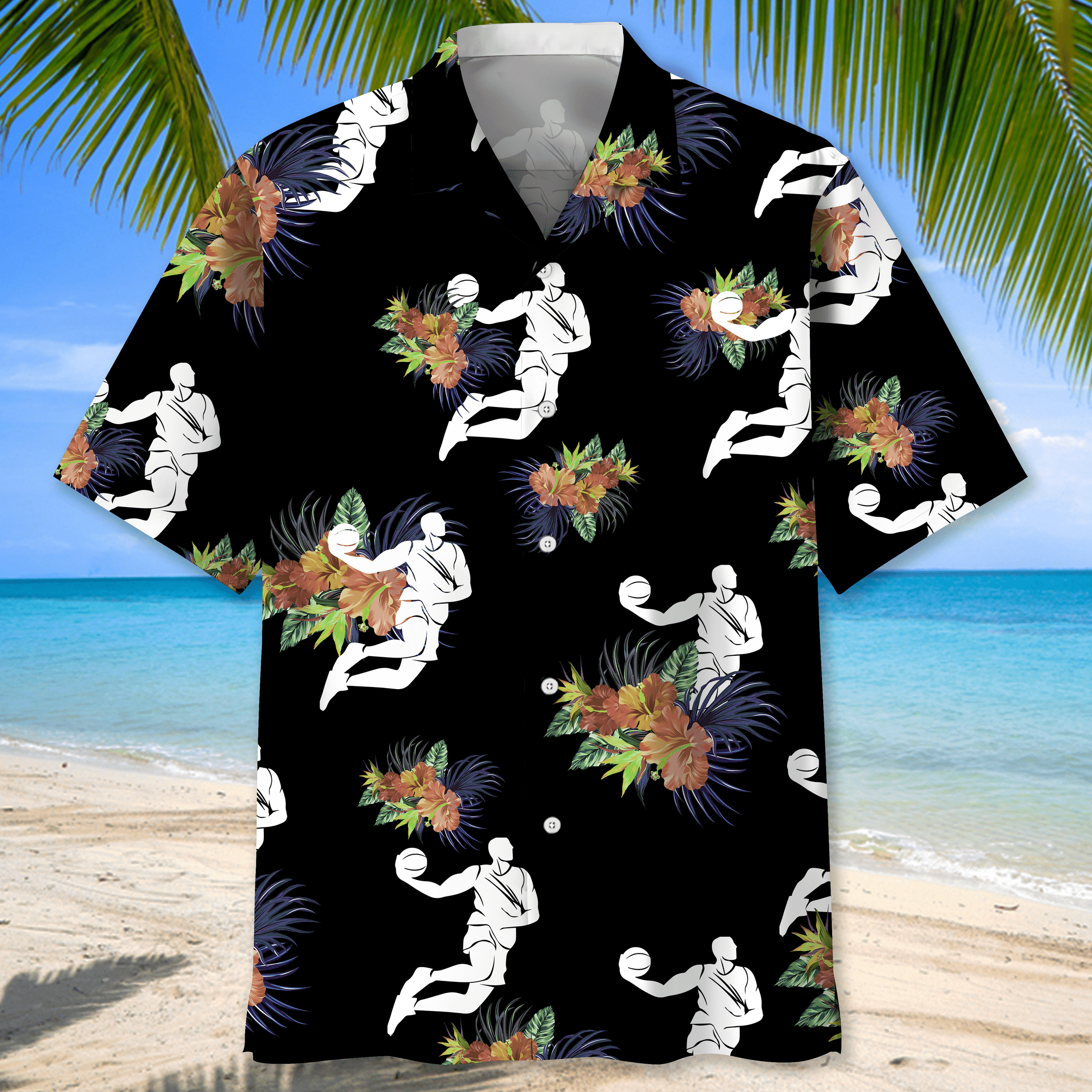 Basketball Hawaiian Nature Hawaiian Shirt for Men/ Basketball player shirt/ Basketball gifts