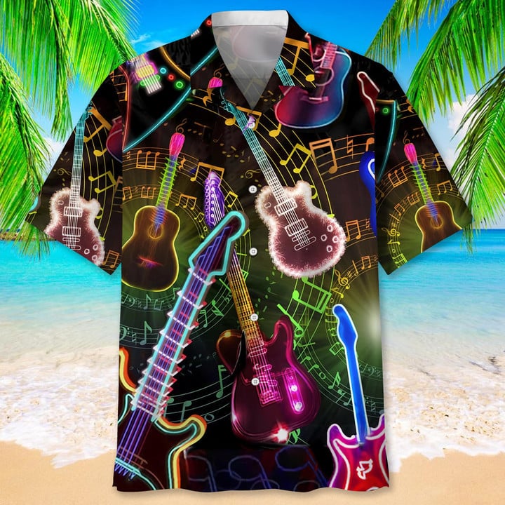 Guitar Nature Tropical Hawaiian Shirt for men and women/ Guitar Player Shirt/ Gift for Guitarist/ Guitarist T-Shirt/ Guitar Player Gift