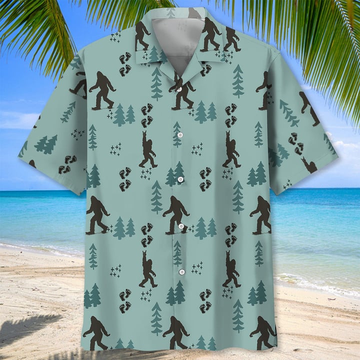 Camping Bigfoot Hawaiian Shirt for Men/ Camping Shirt/ Adventure Shirts