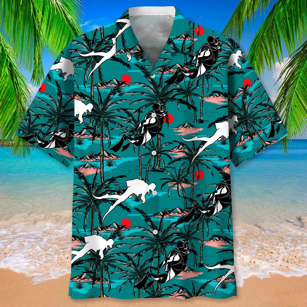Scuba Diving Nature Hawaiian Shirt for Men/ Scuba Diving life shirt/ Scuba Diving gifts